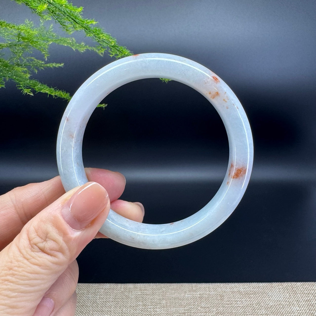 Genuine Burmese Lavender Green Jade Jadeite Bangle Bracelet ( 56.7mm )