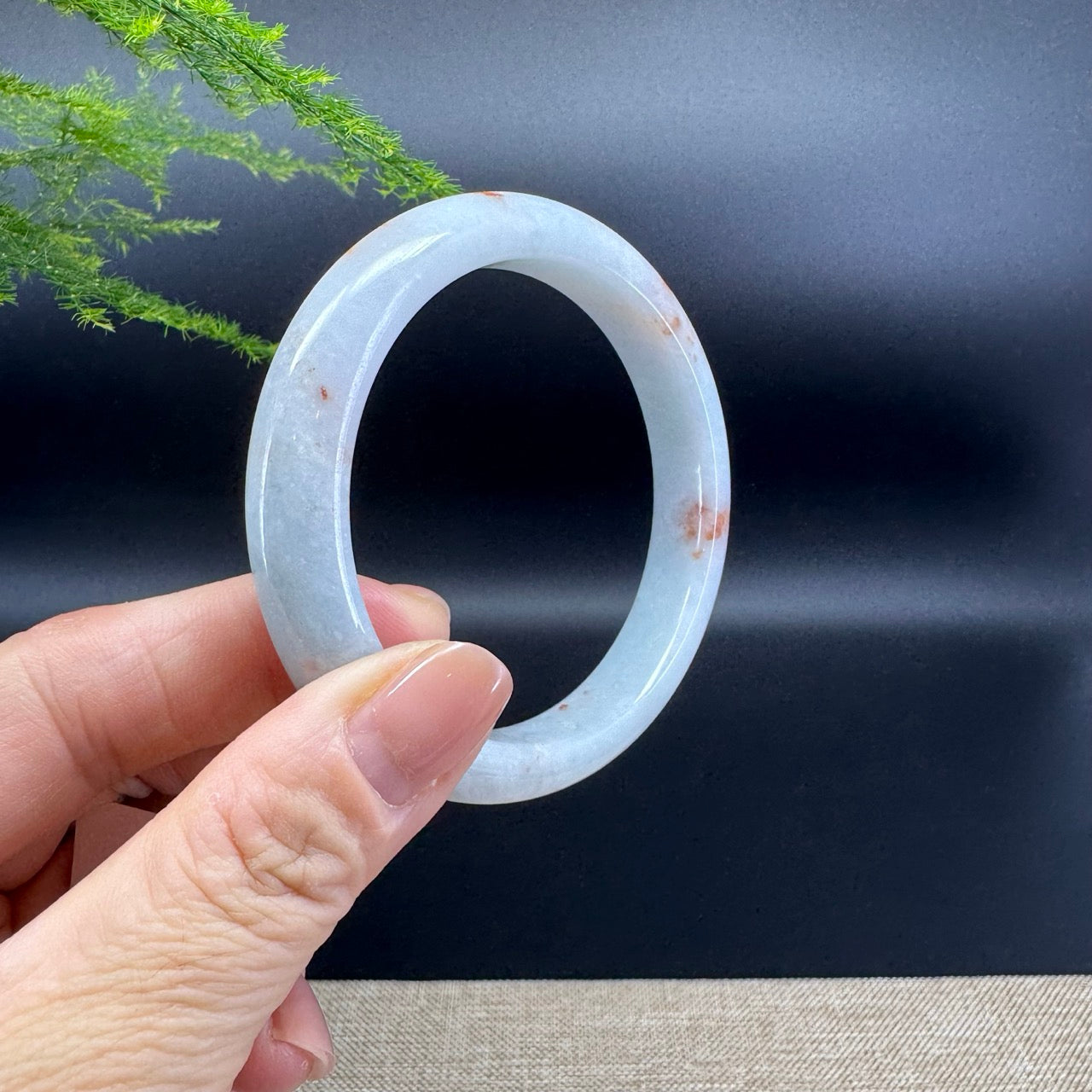 Genuine Burmese Lavender Green Jade Jadeite Bangle Bracelet ( 56.7mm )