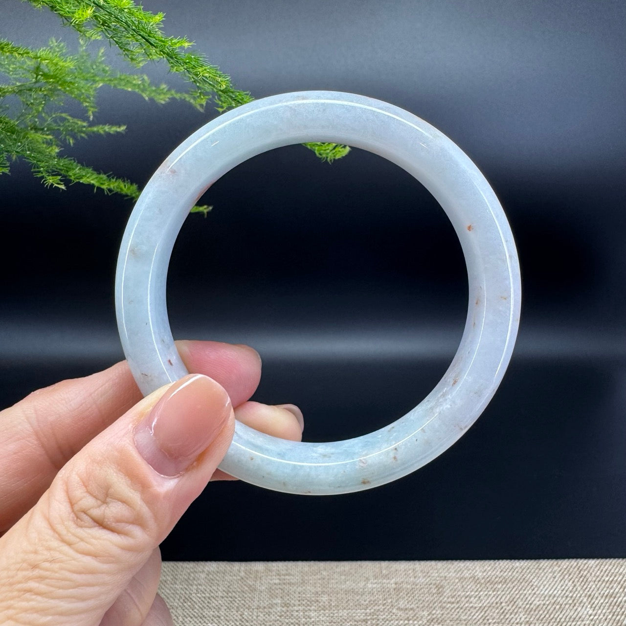 Genuine Burmese Lavender Green Jade Jadeite Bangle Bracelet ( 56.7mm )