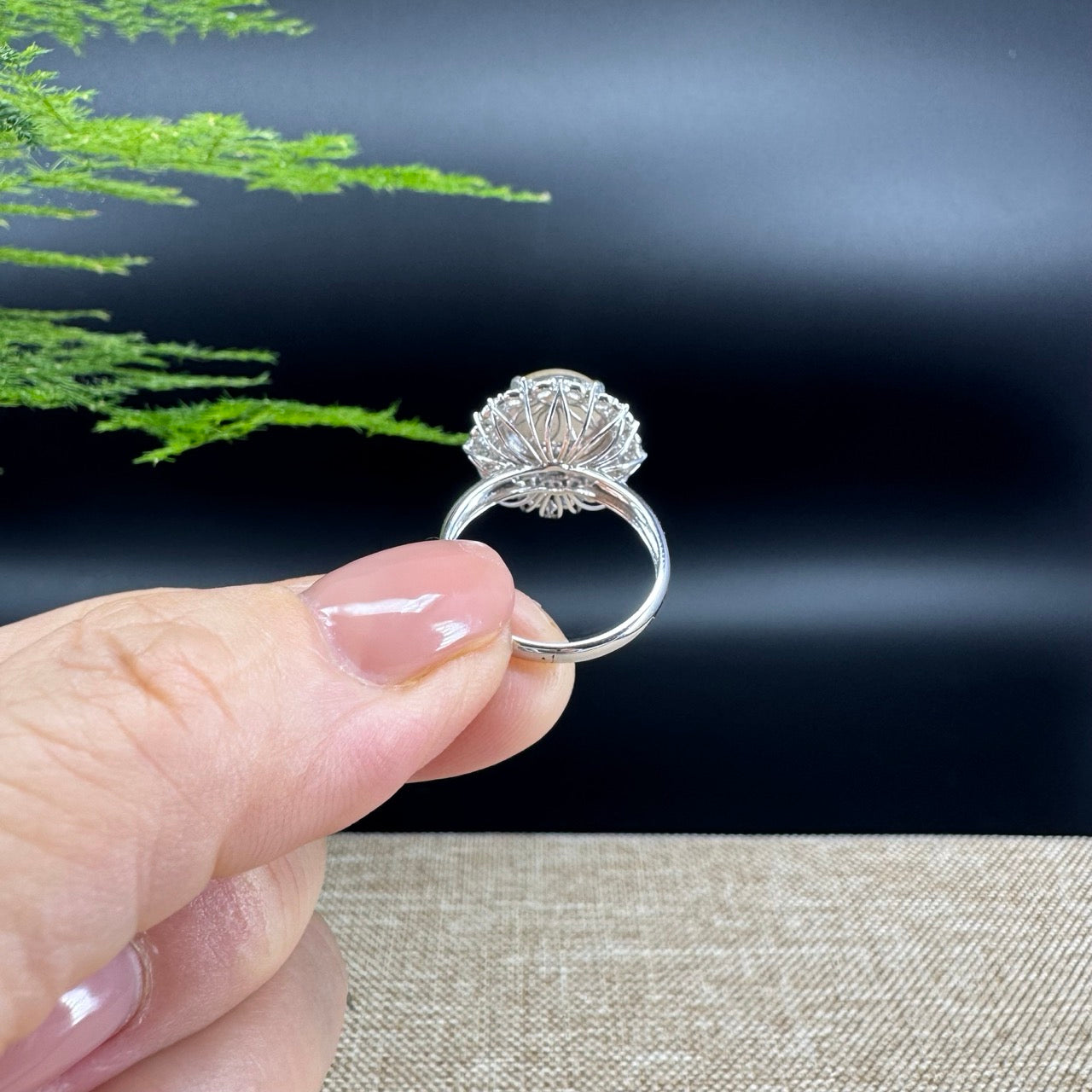 RealJade® "Signature Signet" 18K White Gold  Yellow Jadeite Jade Classic Ring