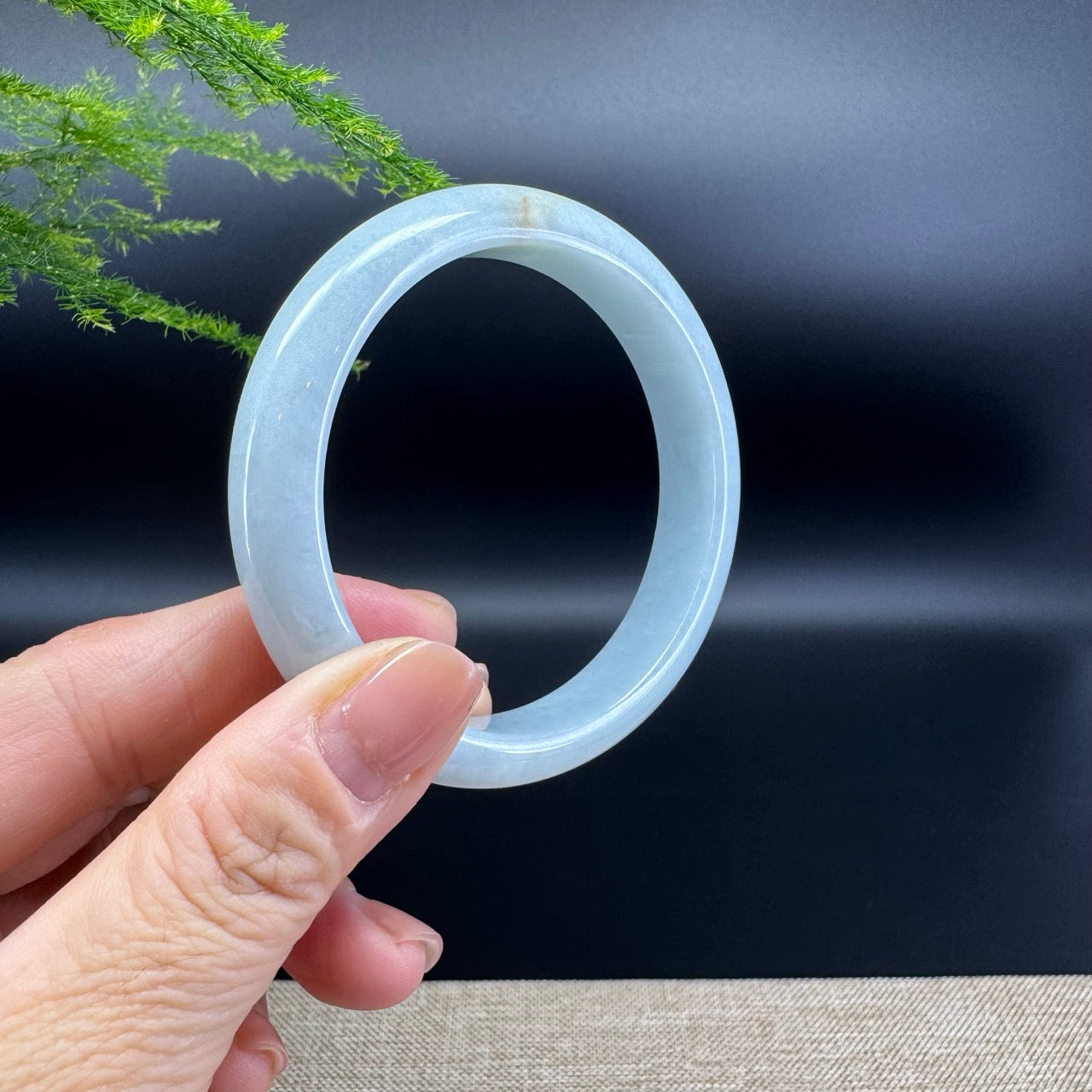 Genuine Burmese Icy Green Jade Jadeite Bangle Bracelet ( 56.1mm )