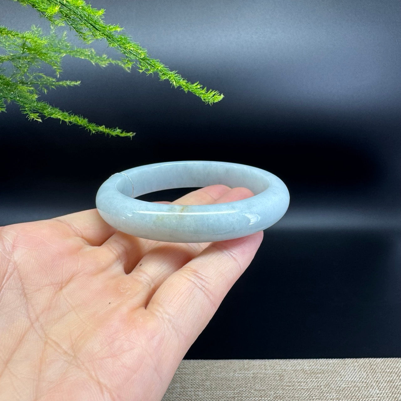Genuine Burmese Icy Green Jade Jadeite Bangle Bracelet ( 56.1mm )