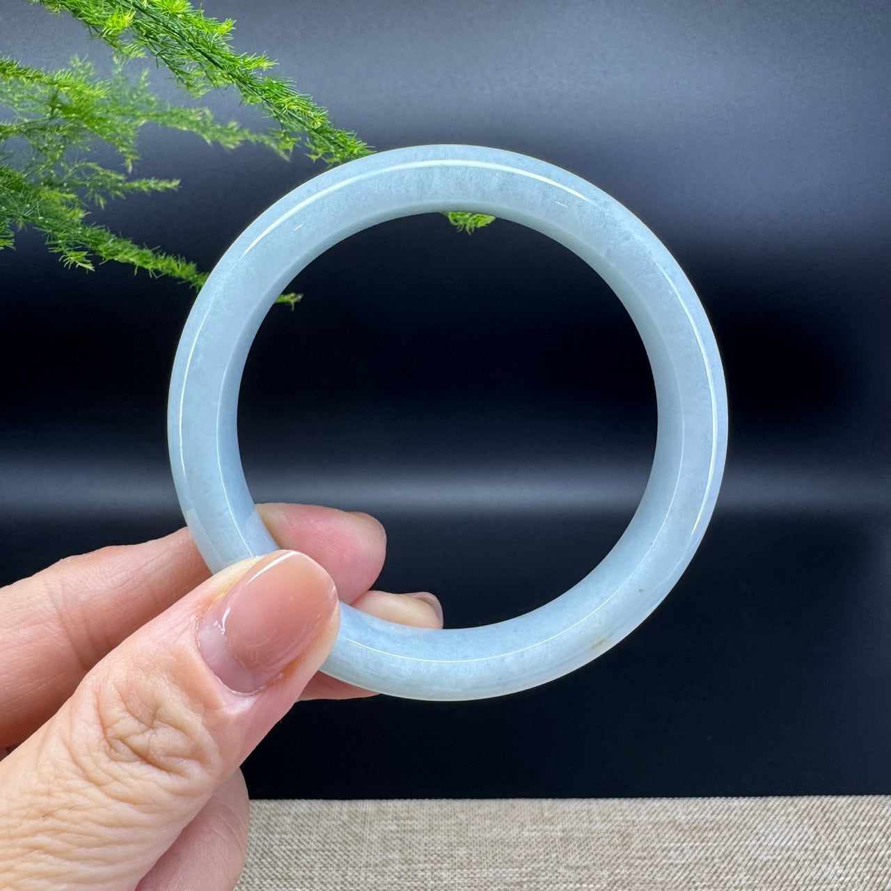 Genuine Burmese Icy Green Jade Jadeite Bangle Bracelet ( 56.1mm )