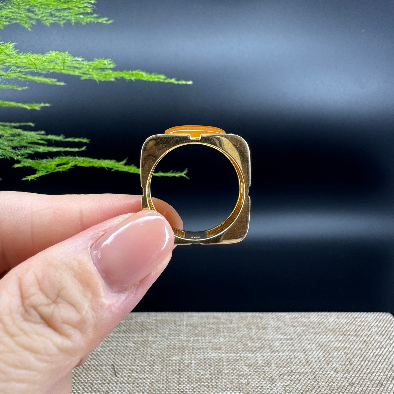 RealJade® "Signature Signet" 18K Yellow Gold  Honey Yellow Jadeite Jade Ring