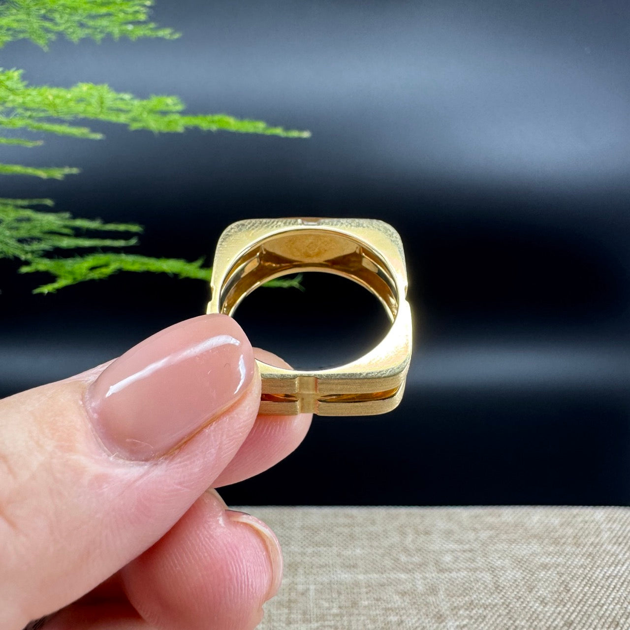 RealJade® "Signature Signet" 18K Yellow Gold  Honey Yellow Jadeite Jade Ring