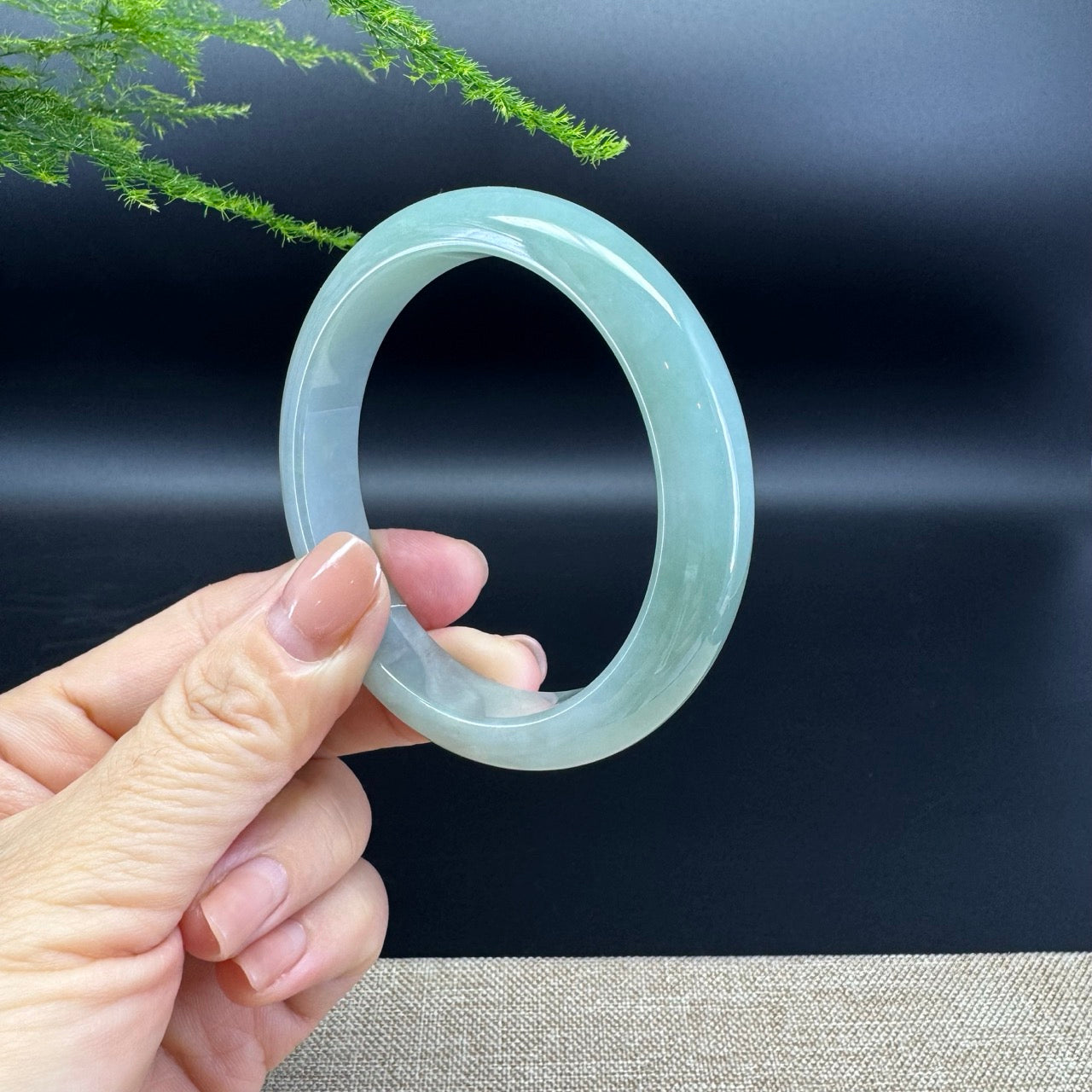 Genuine Burmese Matcha Green Jade Jadeite Bangle Bracelet ( 57.5mm )