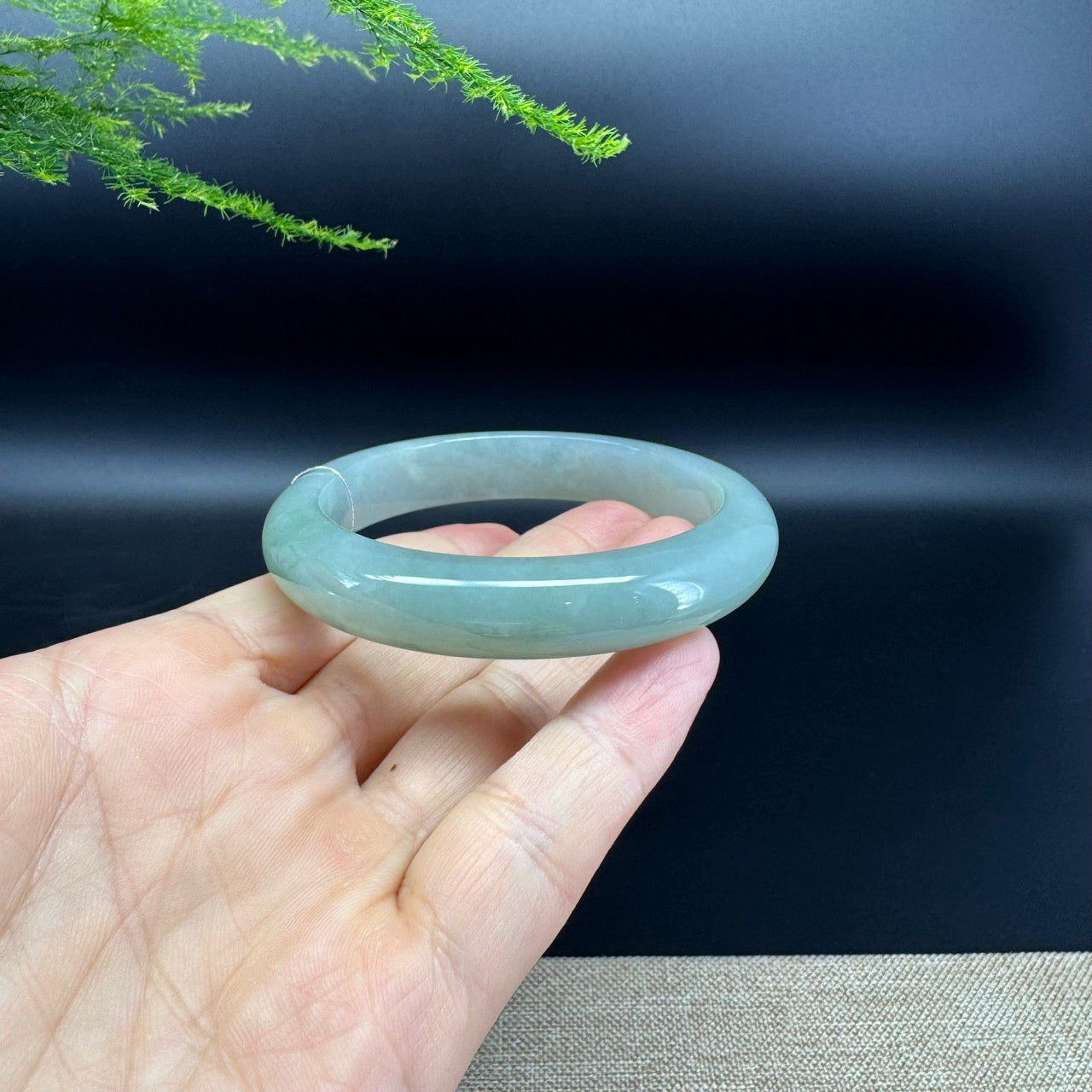 Genuine Burmese Matcha Green Jade Jadeite Bangle Bracelet ( 57.5mm )