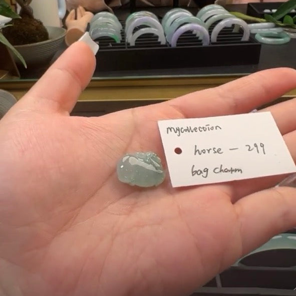 Live Natural Icy Blue Flower Jadeite Jade Chubby Horse (1/16/26)