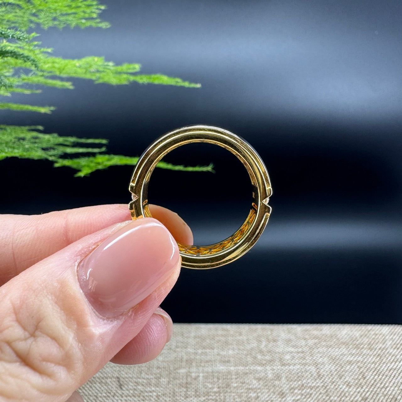 RealJade® "Classic Emerald Style" Genuine Burmese Emerald Cut Black Jadeite Jade Engagement Ring