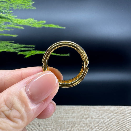 RealJade® "Classic Emerald Style" Genuine Burmese Emerald Cut Black Jadeite Jade Engagement Ring