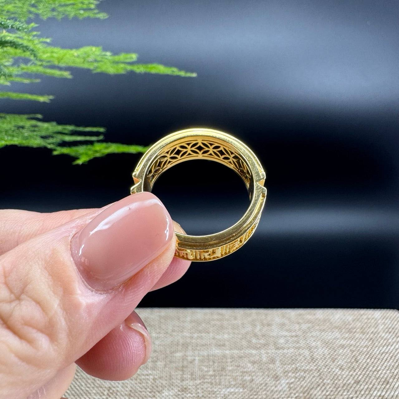 RealJade® "Classic Emerald Style" Genuine Burmese Emerald Cut Black Jadeite Jade Engagement Ring