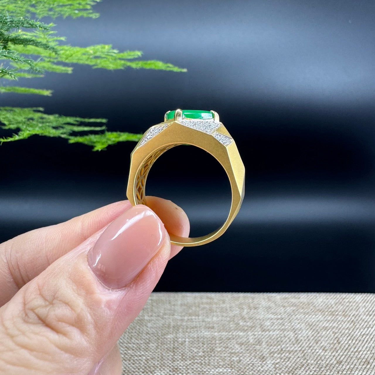 RealJade® "Signature Signet" 18K Yellow Gold  Imperial Jadeite Jade Classic Men's Ring