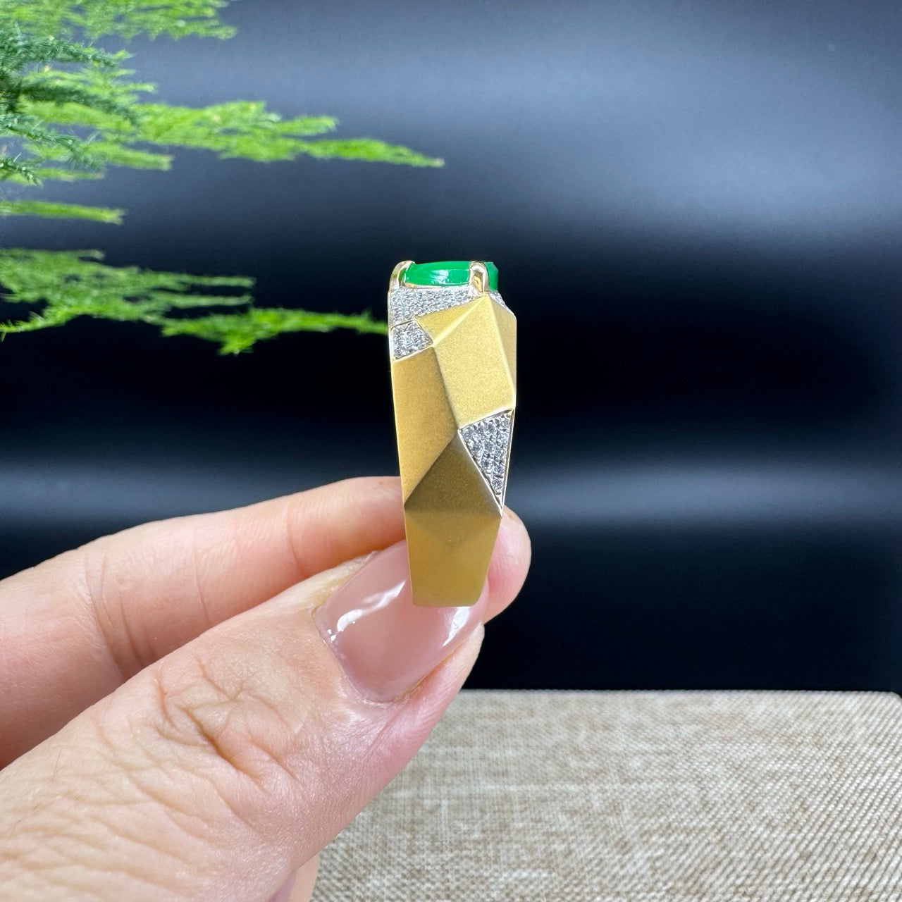 RealJade® "Signature Signet" 18K Yellow Gold  Imperial Jadeite Jade Classic Men's Ring