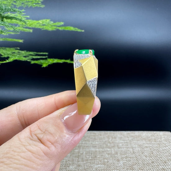 RealJade® "Signature Signet" 18K Yellow Gold  Imperial Jadeite Jade Classic Men's Ring