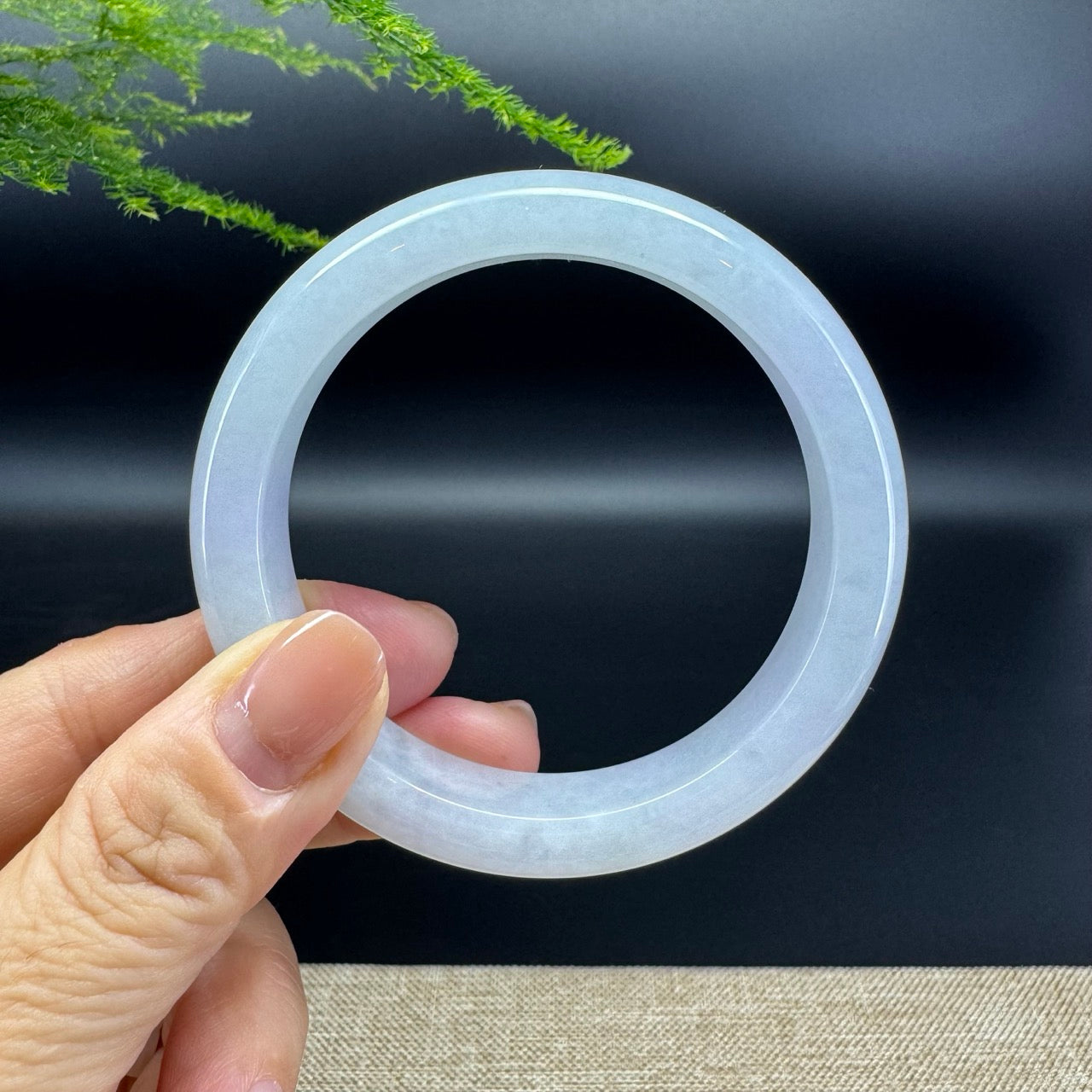 Genuine Burmese Lavender Green Jade Jadeite Bangle Bracelet ( 57.2mm )