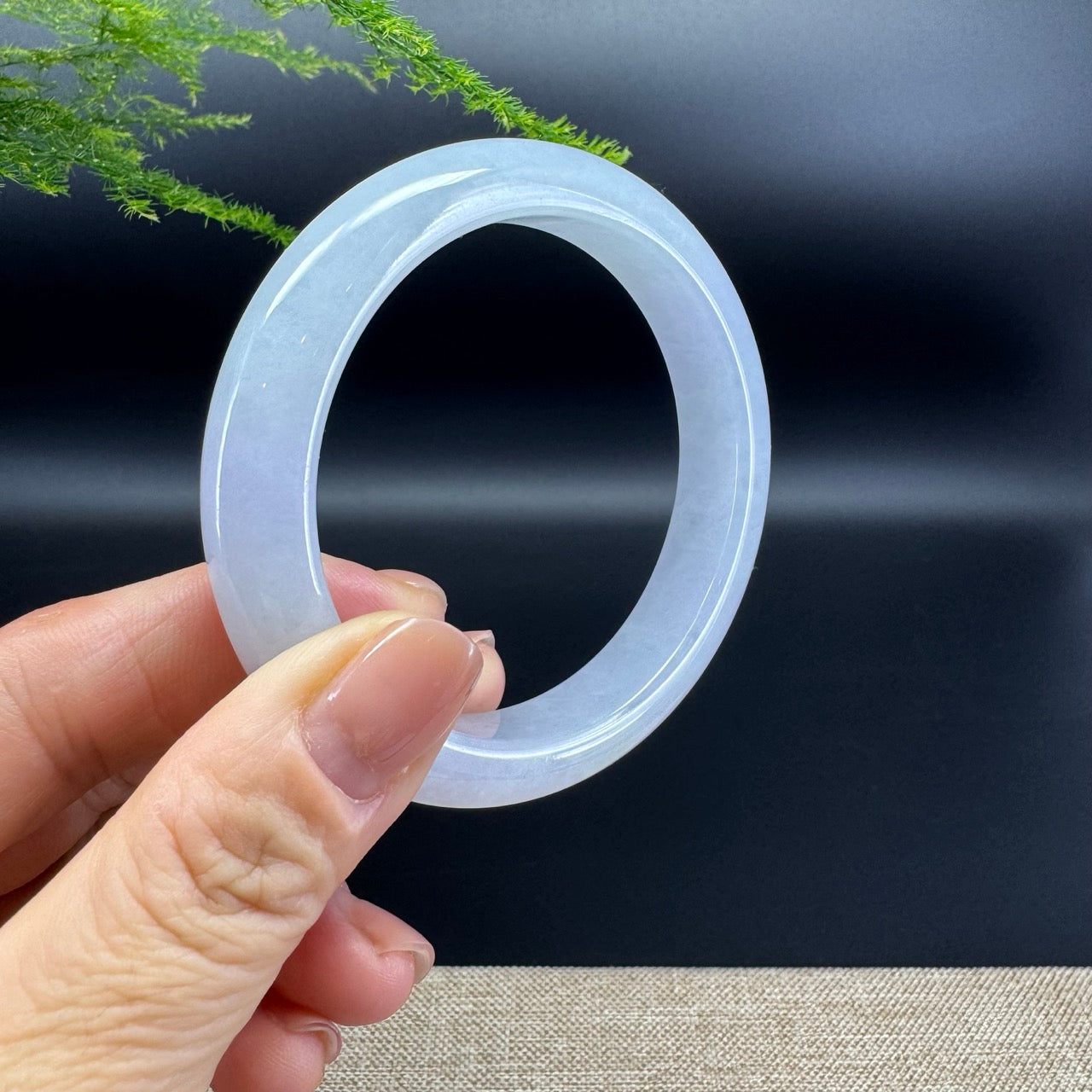 Genuine Burmese Lavender Green Jade Jadeite Bangle Bracelet ( 57.2mm )