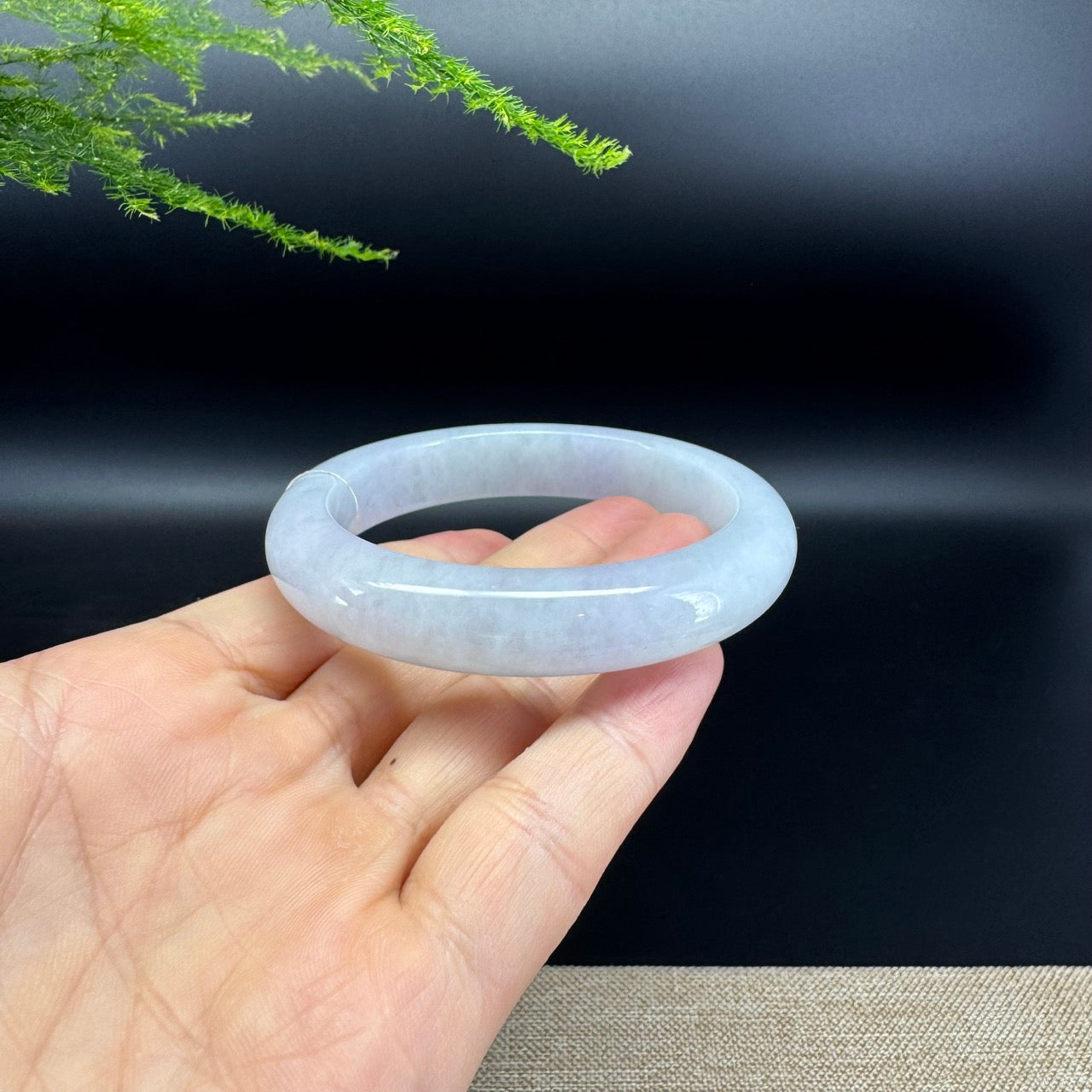 Genuine Burmese Lavender Green Jade Jadeite Bangle Bracelet ( 57.2mm )