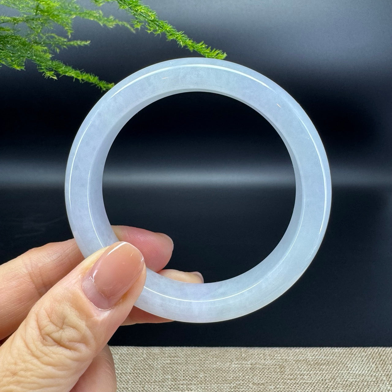 Genuine Burmese Lavender Green Jade Jadeite Bangle Bracelet ( 57.2mm )