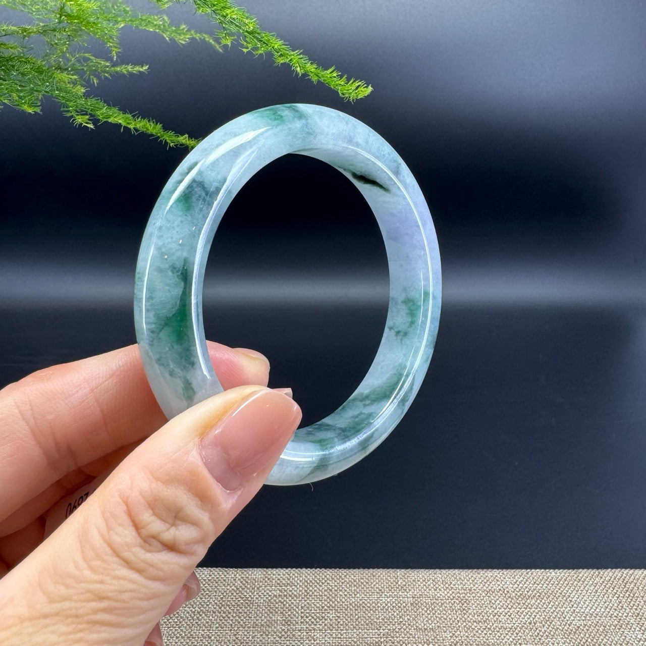 Genuine Burmese Blue Green Jade Jadeite Bangle Bracelet ( 57.6mm )
