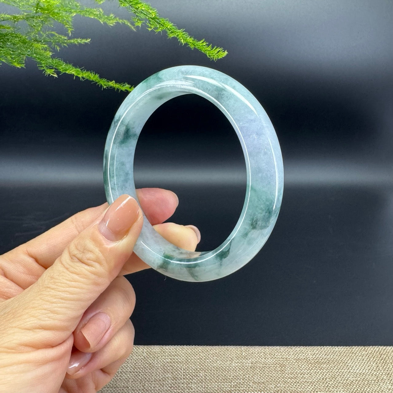 Genuine Burmese Blue Green Jade Jadeite Bangle Bracelet ( 57.6mm )