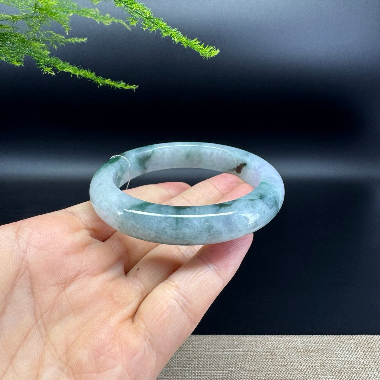 Genuine Burmese Blue Green Jade Jadeite Bangle Bracelet ( 57.6mm )