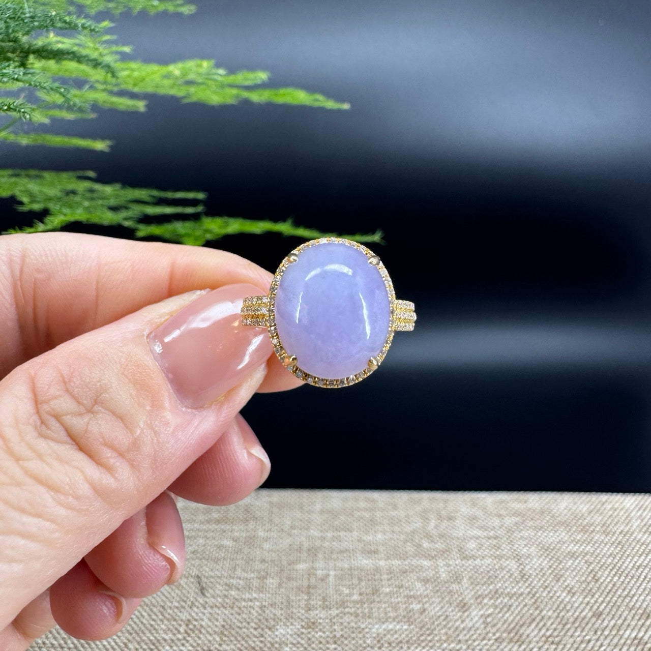 RealJade® "Signature Signet" 18K Yellow Gold  Lavender Jadeite Jade Diamonds Classic Ring