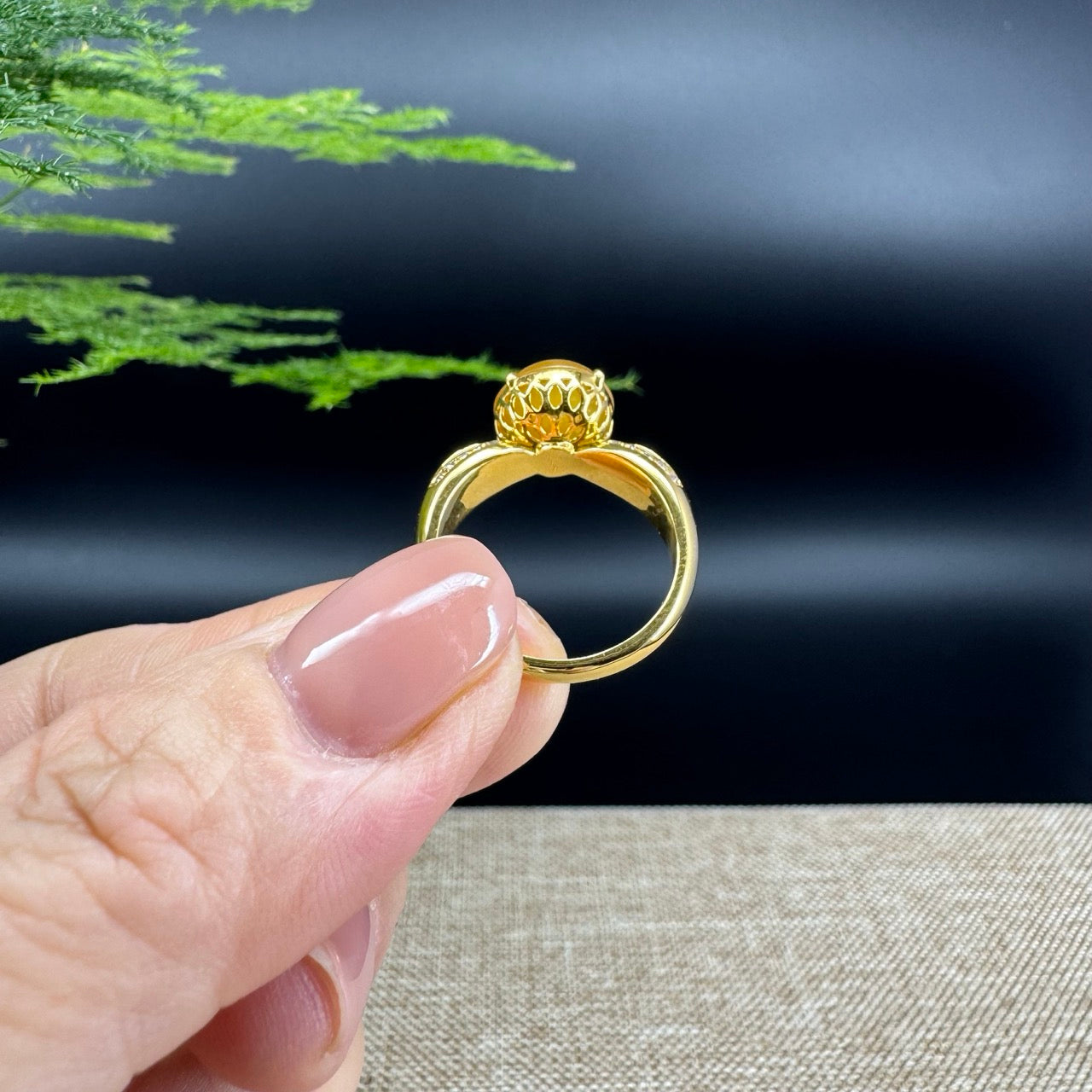 RealJade® "Signature Signet" 18K Yellow Gold Honey Yellow Jadeite Jade Diamonds Classic Ring