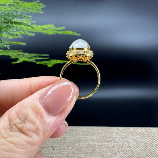 RealJade® "Signature Signet" 18K Yellow Gold Icy Jadeite Jade Ring