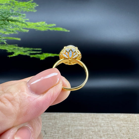 RealJade® "Signature Signet" 18K Yellow Gold Icy Jadeite Jade Ring