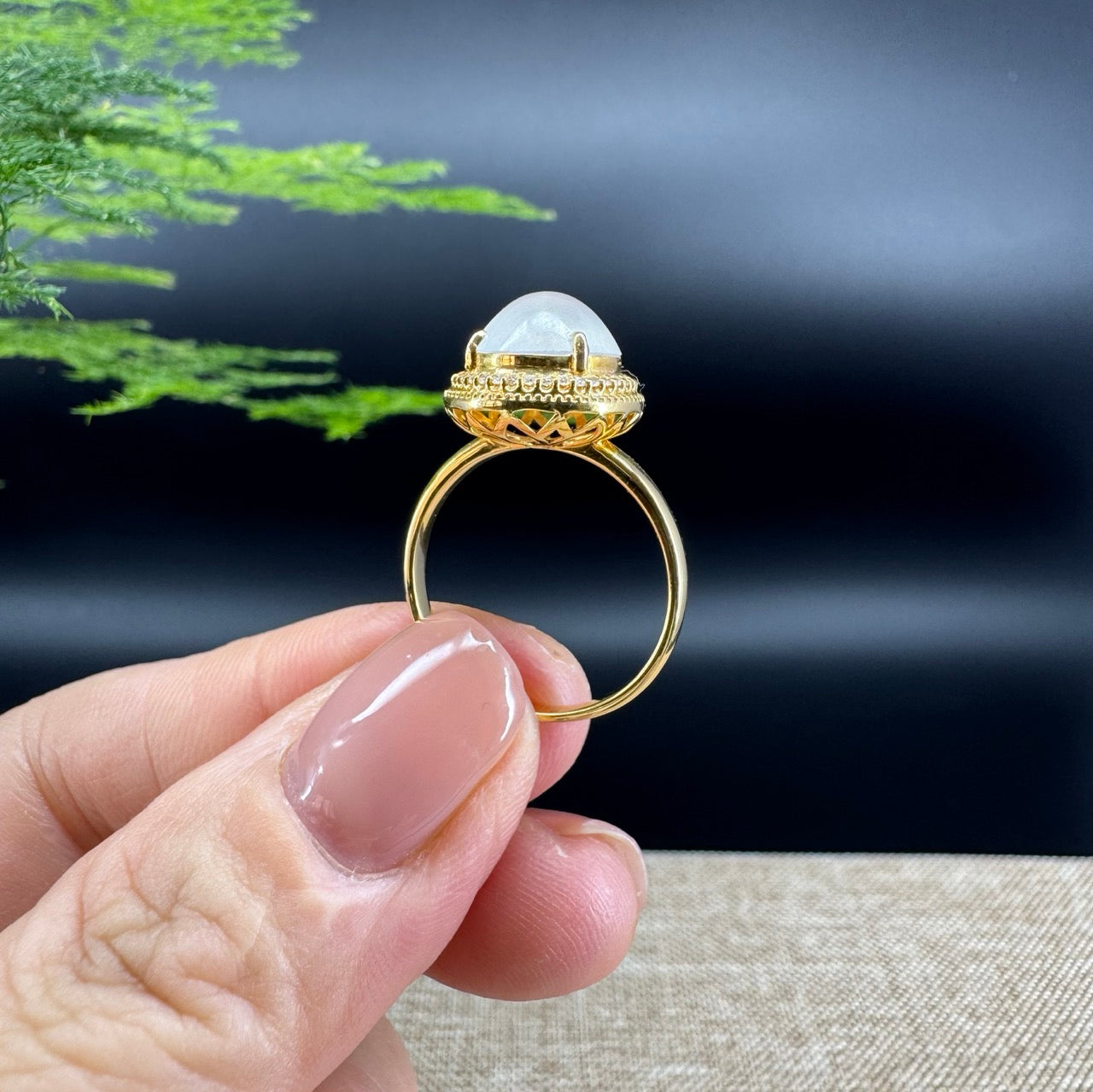 RealJade® "Signature Signet" 18K Yellow Gold Icy Jadeite Jade Ring