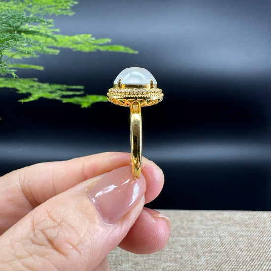 RealJade® "Signature Signet" 18K Yellow Gold Icy Jadeite Jade Ring