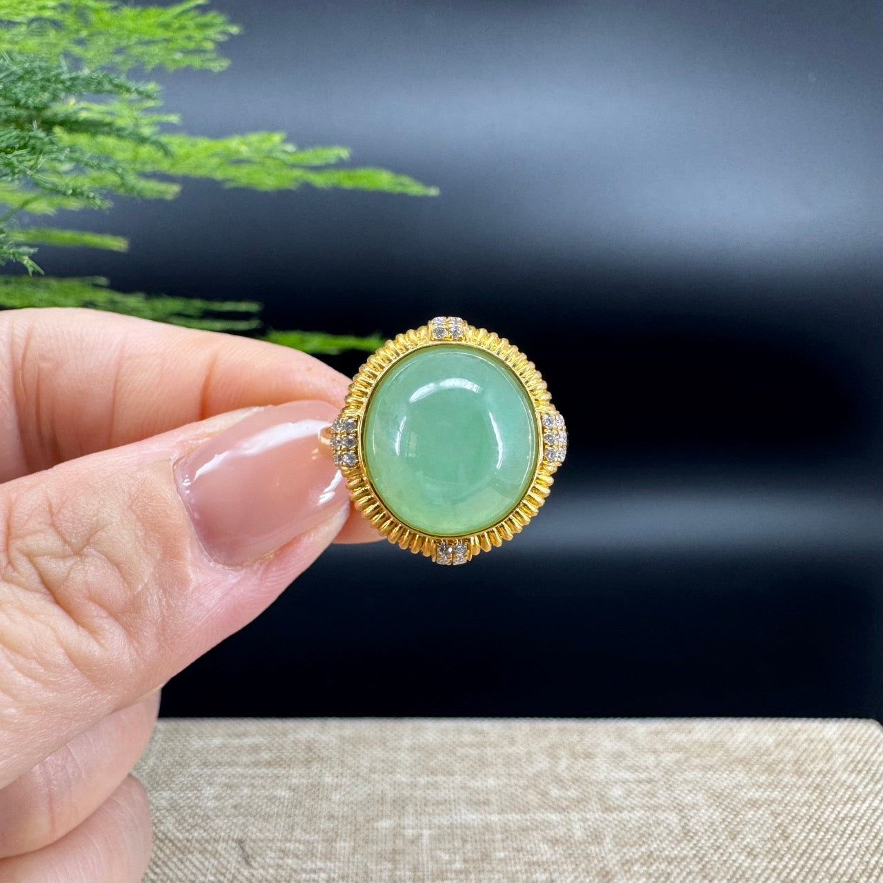 RealJade® "Signature Signet" 18K Yellow Gold Green Jadeite Jade Ring