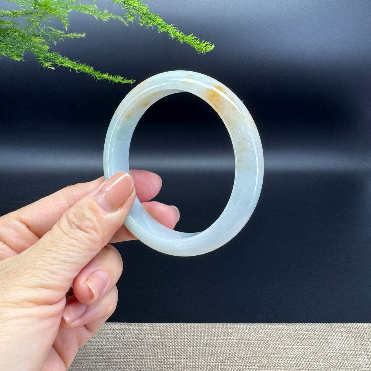 Genuine Burmese Yellow Green Jade Jadeite Bangle Bracelet ( 57.4mm )