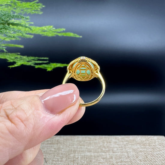 RealJade® "Signature Signet" 18K Yellow Gold Green Jadeite Jade Ring