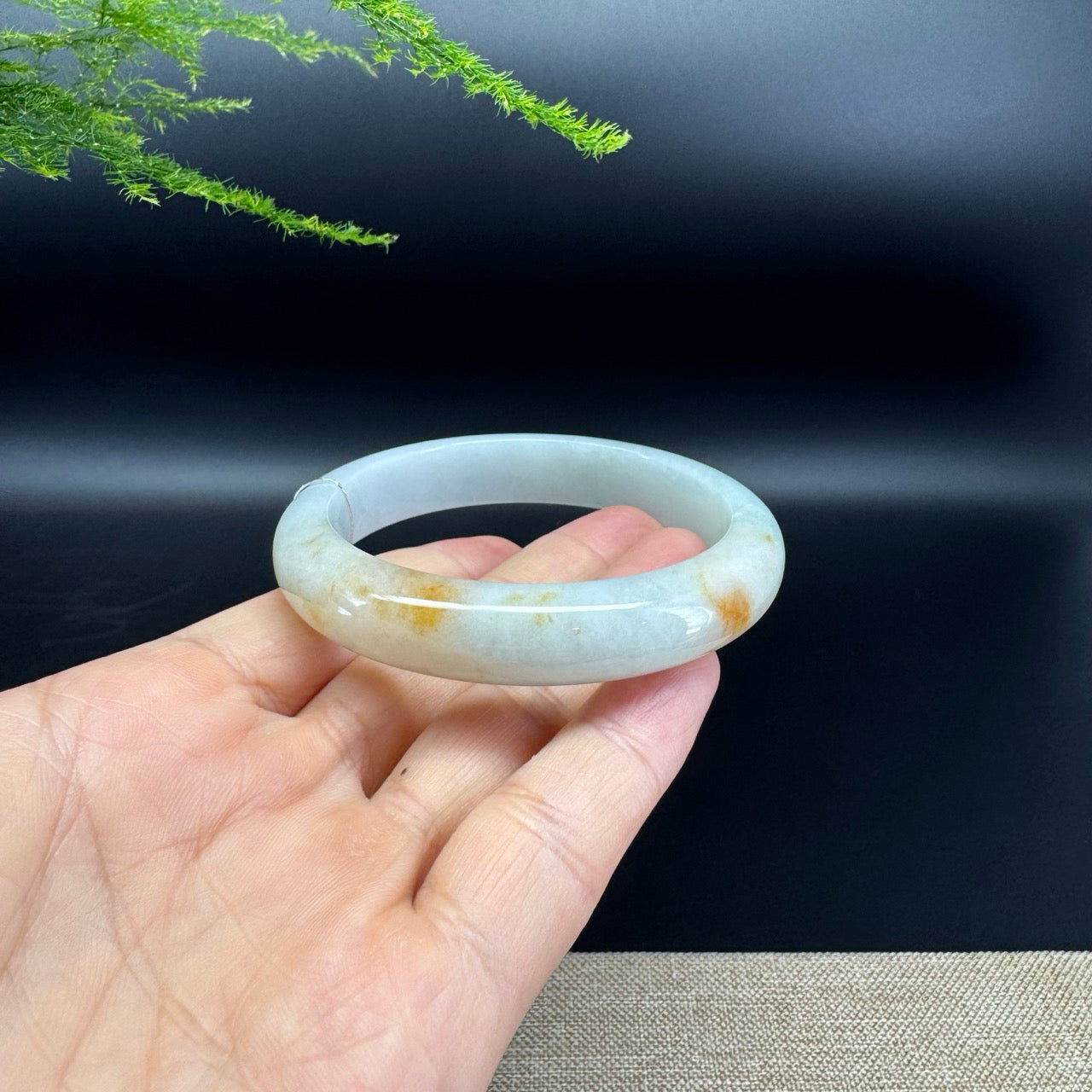 Genuine Burmese Yellow Green Jade Jadeite Bangle Bracelet ( 57.4mm )