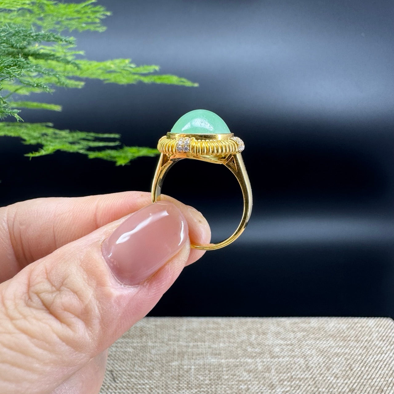 RealJade® "Signature Signet" 18K Yellow Gold Green Jadeite Jade Ring