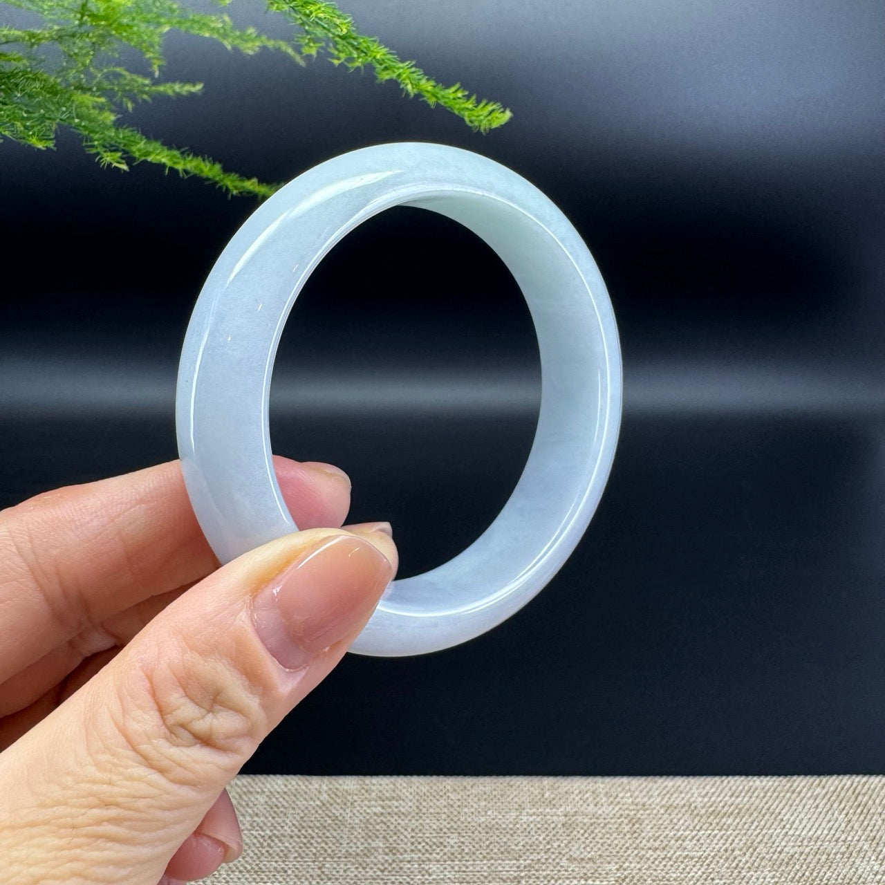 Genuine Burmese Lavender Green Jade Jadeite Bangle Bracelet ( 57.9mm )