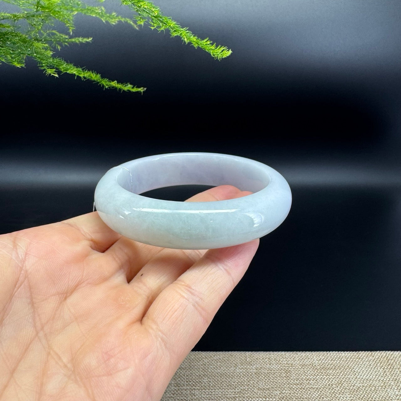 Genuine Burmese Lavender Green Jade Jadeite Bangle Bracelet ( 57.9mm )
