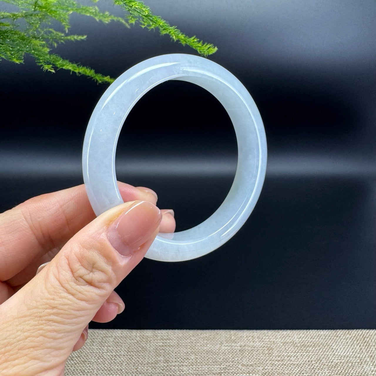 Genuine Burmese Lavender Green Jade Jadeite Bangle Bracelet ( 57.5mm )