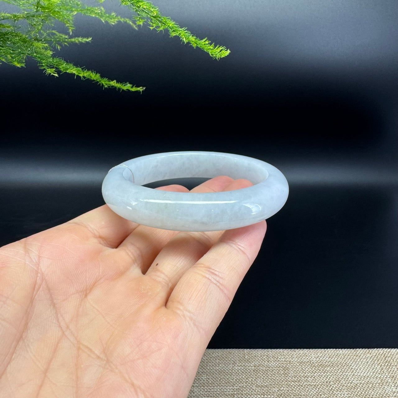Genuine Burmese Lavender Green Jade Jadeite Bangle Bracelet ( 57.5mm )