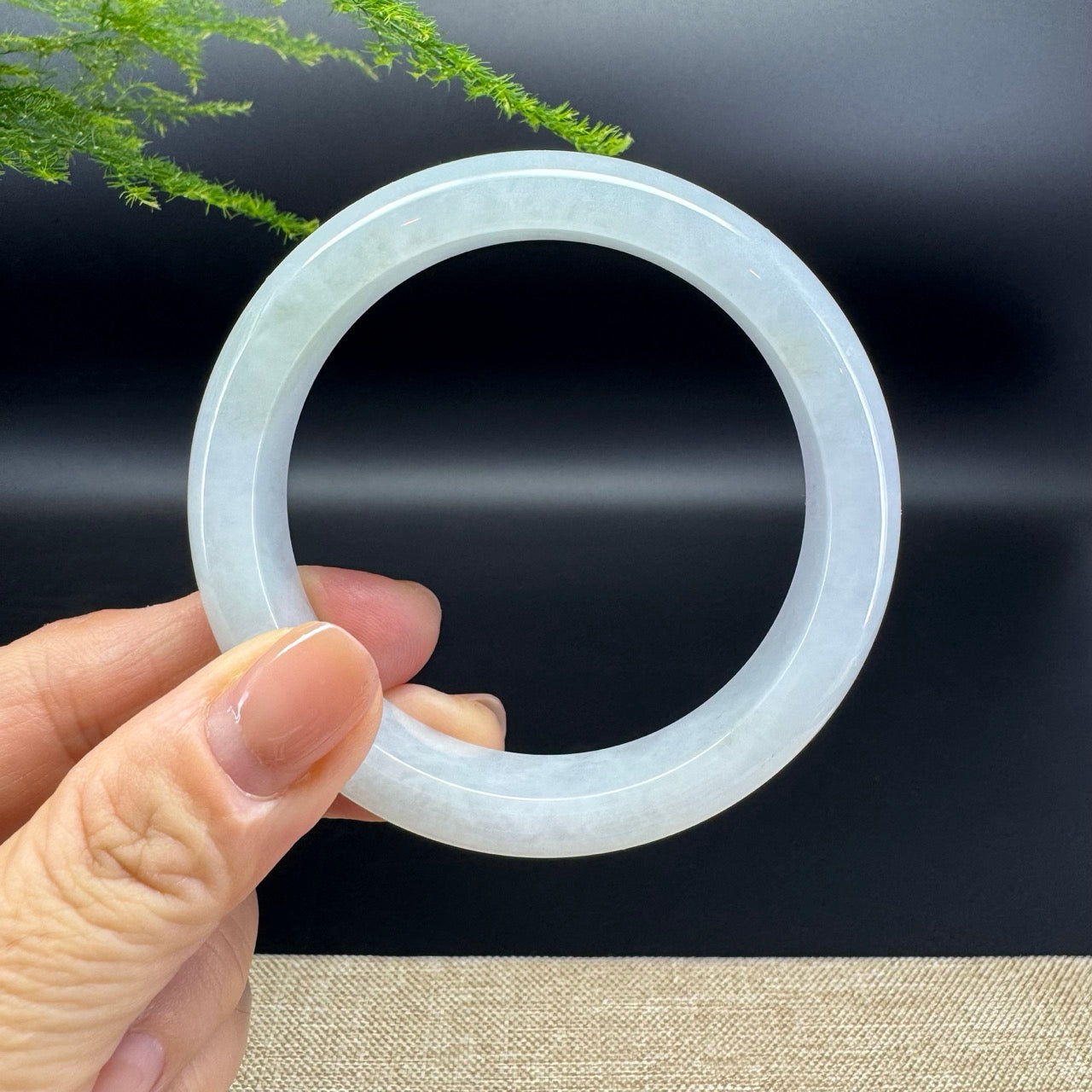 Genuine Burmese Lavender Green Jade Jadeite Bangle Bracelet ( 57.5mm )