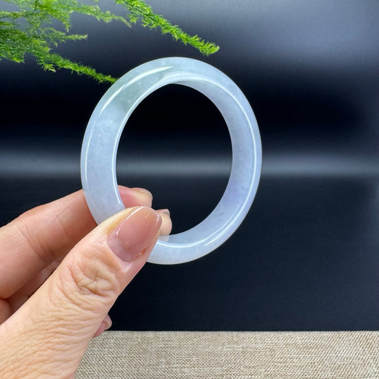 Genuine Burmese Lavender Green Jade Jadeite Bangle Bracelet ( 57.1mm )
