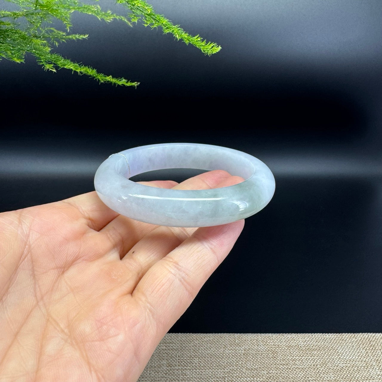 Genuine Burmese Lavender Green Jade Jadeite Bangle Bracelet ( 57.1mm )