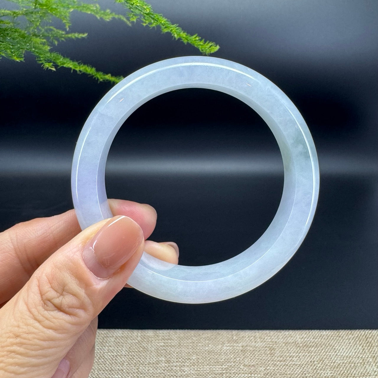 Genuine Burmese Lavender Green Jade Jadeite Bangle Bracelet ( 57.1mm )