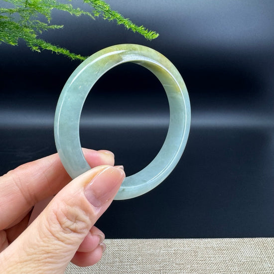 Genuine Burmese Icy Yellow Green  Jade Jadeite Bangle Bracelet ( 57.5mm )