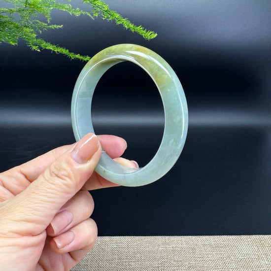 Genuine Burmese Icy Yellow Green  Jade Jadeite Bangle Bracelet ( 57.5mm )