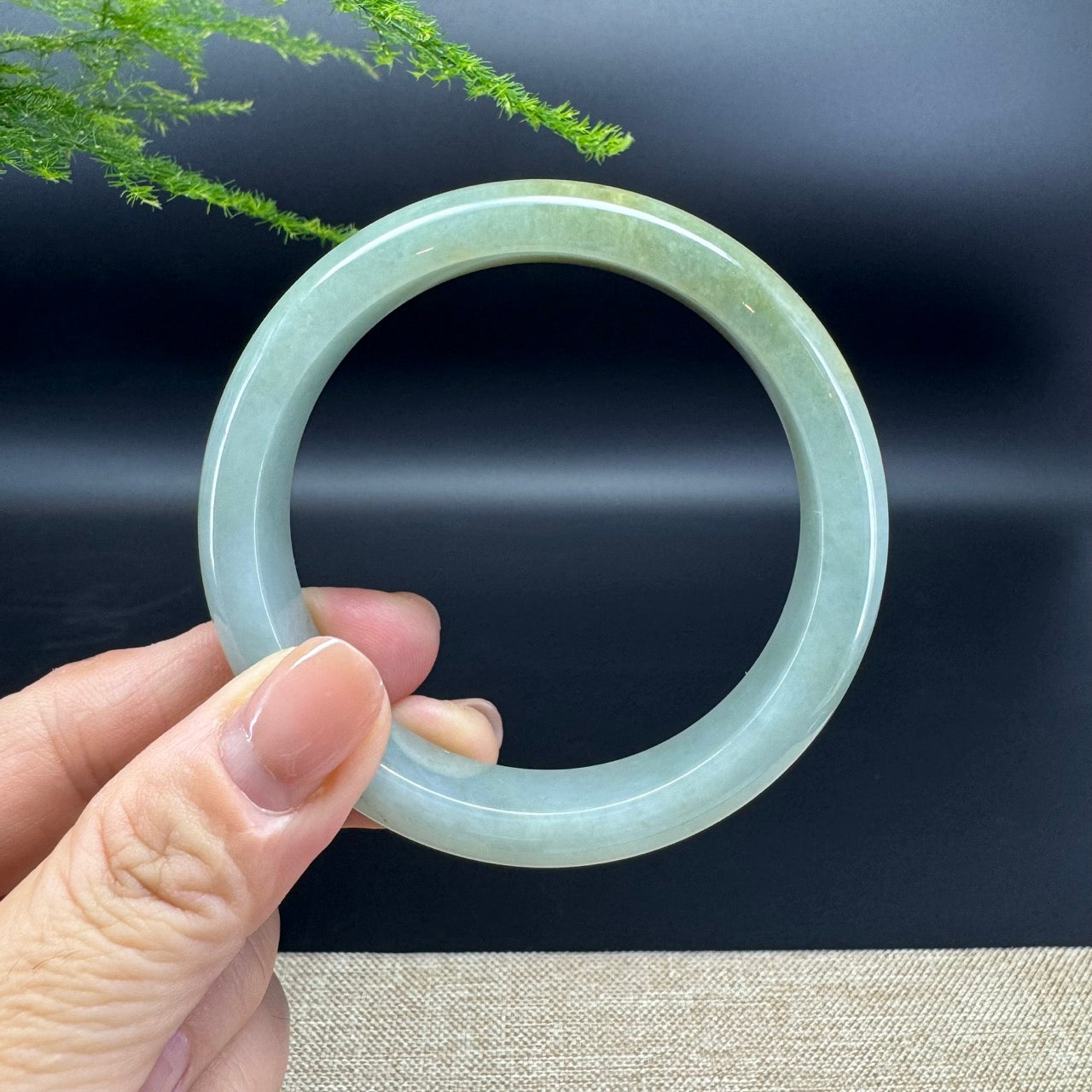 Genuine Burmese Icy Yellow Green  Jade Jadeite Bangle Bracelet ( 57.5mm )