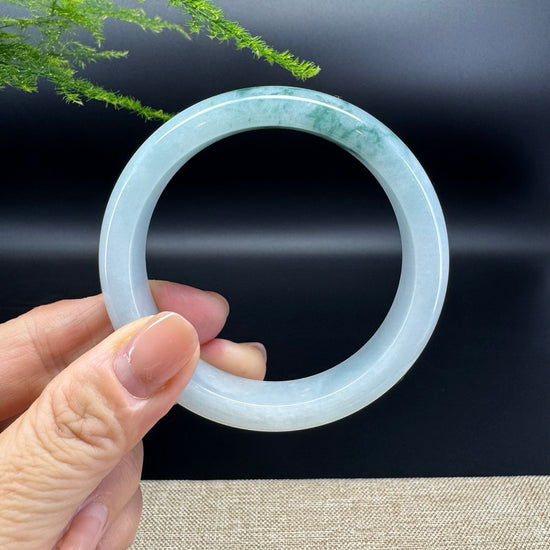 Genuine Burmese Oil Green Jade Jadeite Bangle Bracelet (57.5mm)