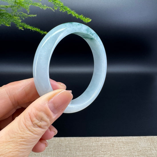 Genuine Burmese Oil Green Jade Jadeite Bangle Bracelet (57.5mm)