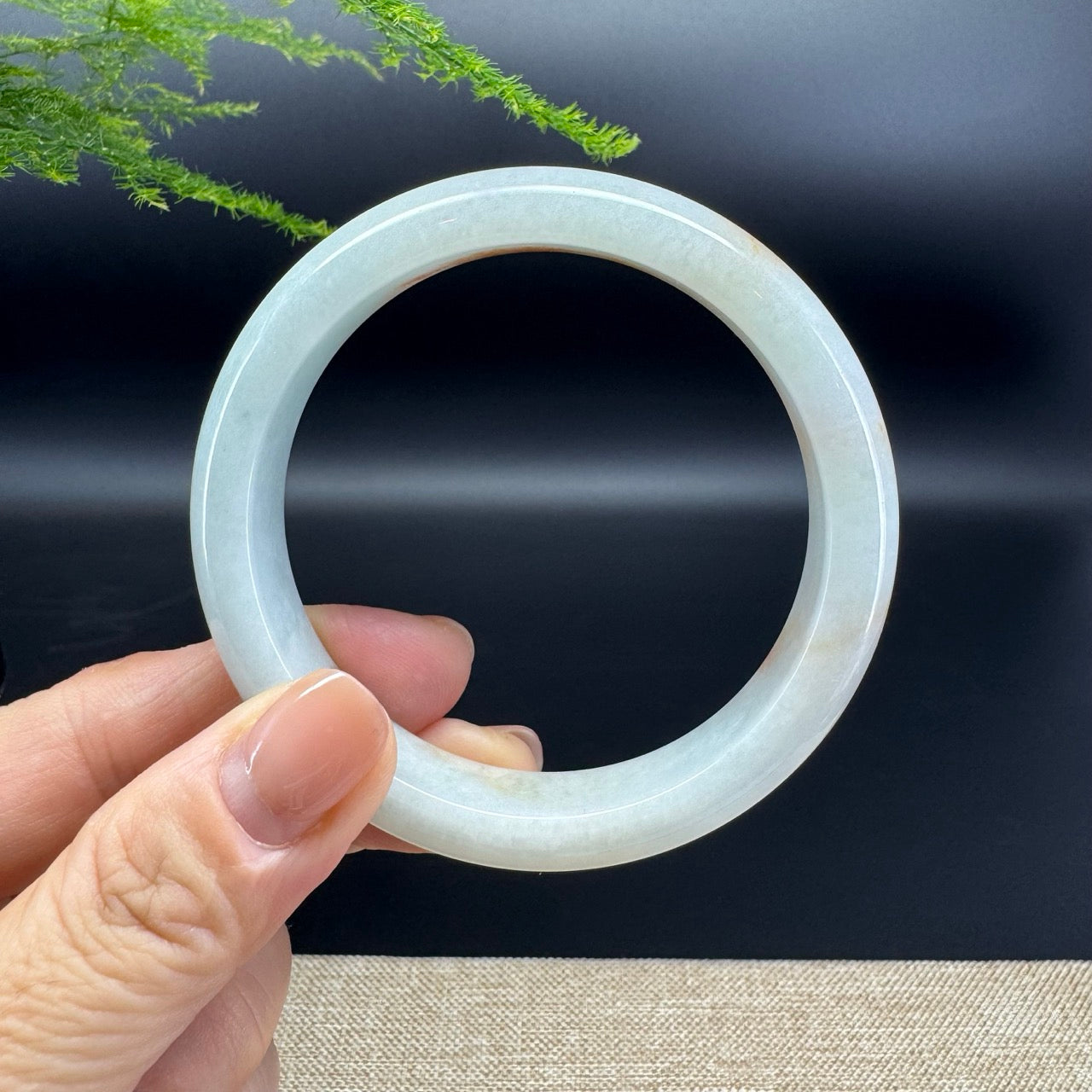 Genuine Burmese Orange Green Jade Jadeite Bangle Bracelet ( 57.3mm )